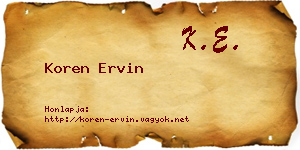 Koren Ervin névjegykártya